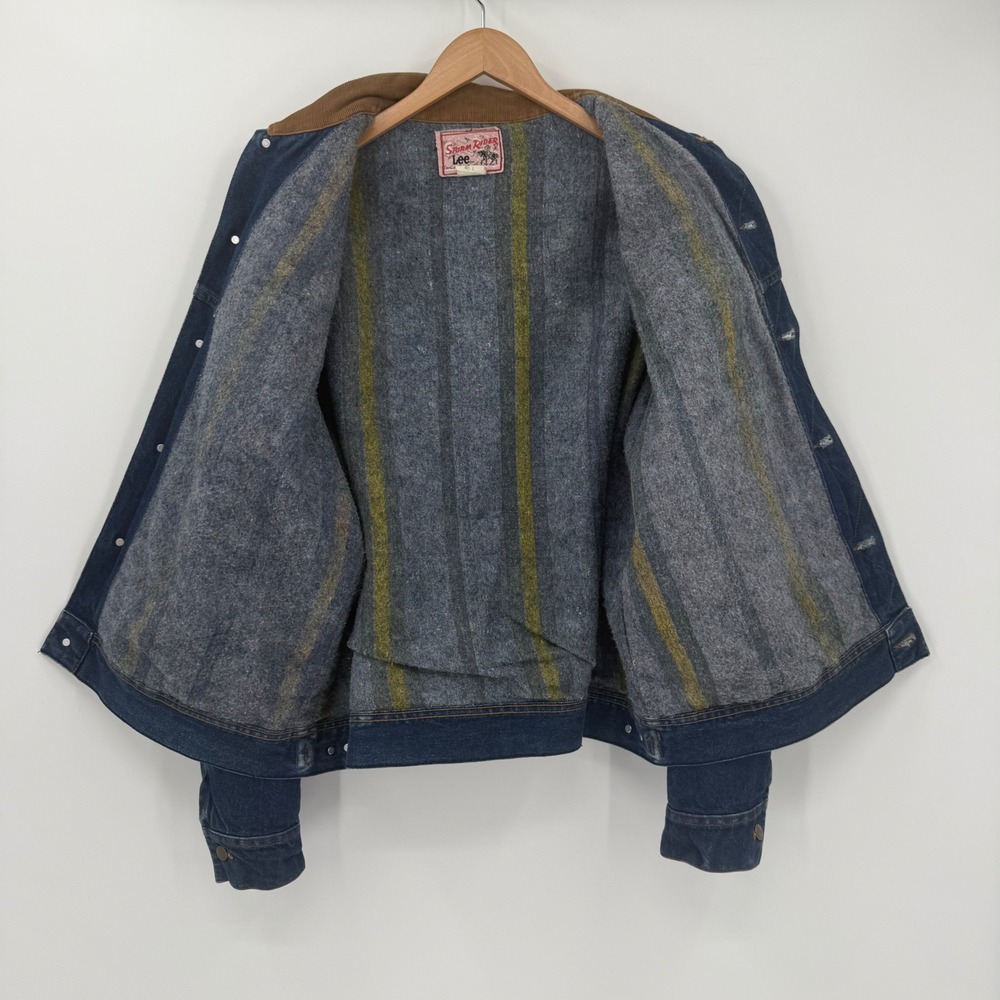 Vintage Lee Storm Rider Men's Blanket Lined Denim Jacket 46L - Picture 3 of 5